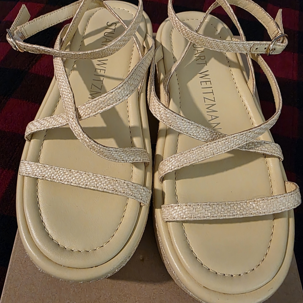 Stuart Weitzman Cream/Yellow Strappy Sandals